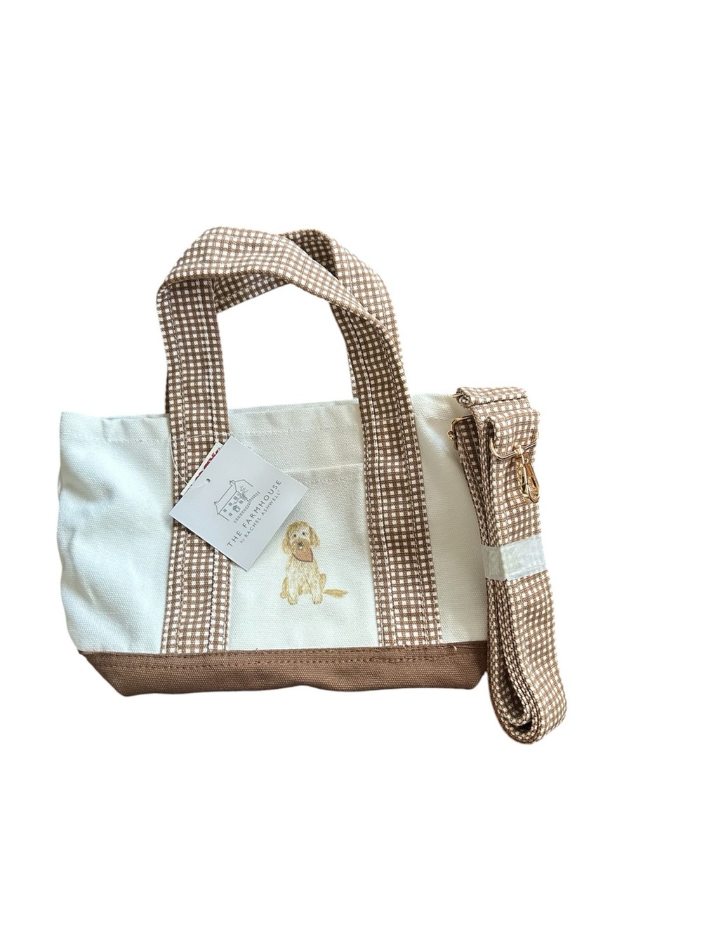 Rachel Ashwell The Farmhouse Canvas GoldendoodleTote – Cream and Brown